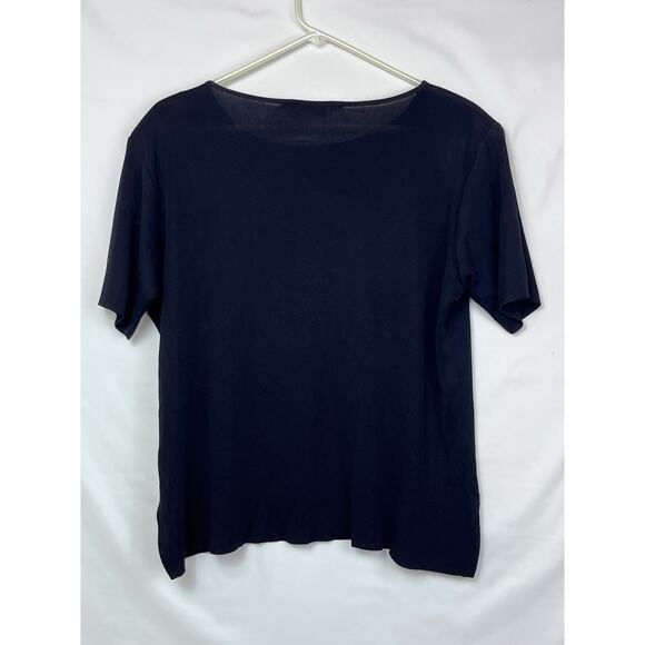 Exclusively Misook Women's Size Large Black Short Sleeve Pullover Blouse Shirt - Picture 5 of 5